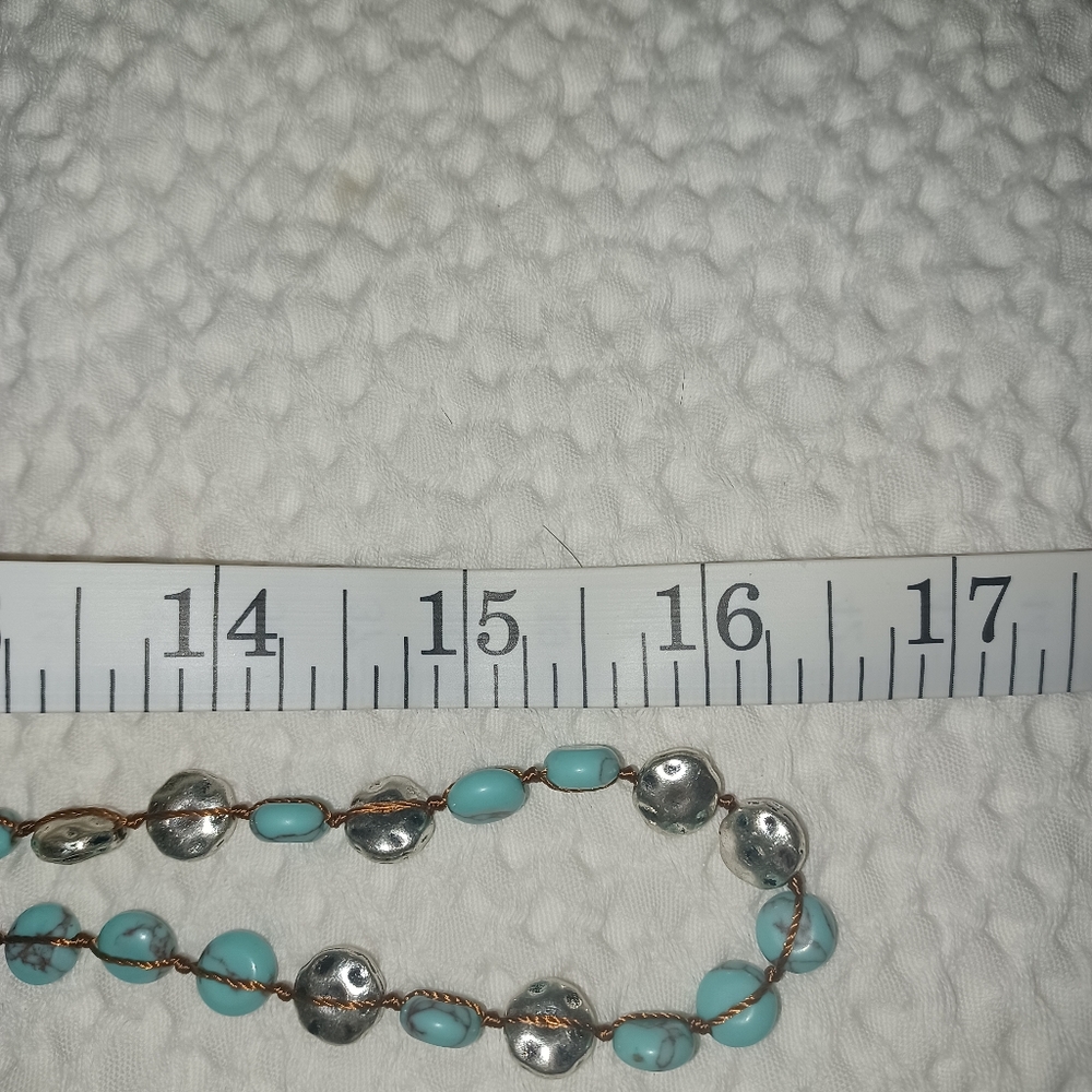 16" Bronze and turquoise necklace, very heavy material. - Picture 5 of 6